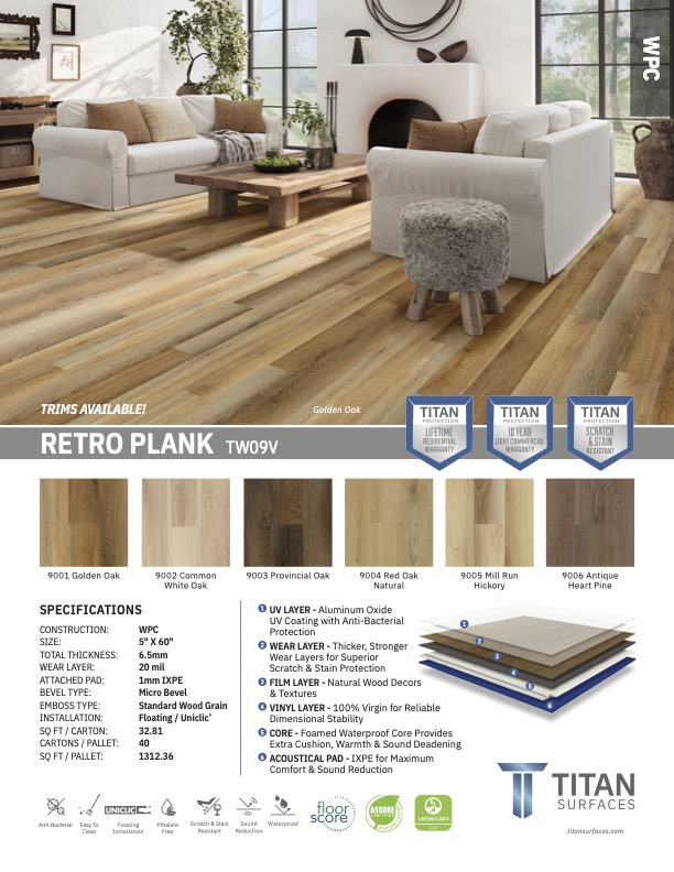 Titan LVT Style Sheet Retro Plank