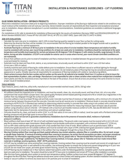 LVP Installation & Maintenance Guidelines